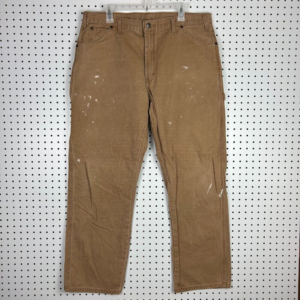 Dickies Carpenter Pants‎ 38x32 Brown Painter Painted Distressed Faded Work Wear